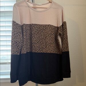 Leopard Print Colorblock Sweatshirt